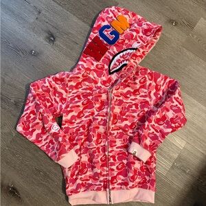 BAPE ABC Camo Shark Full Zip Hoodie 'Pink'